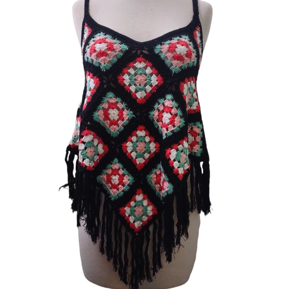 HAZEL BLACK MULTI CROCHET TOP
